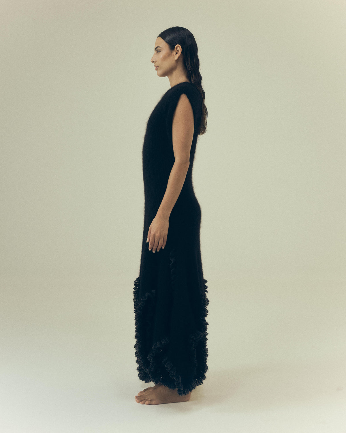 Florence Dress in Black, side view — Pampa the Brand