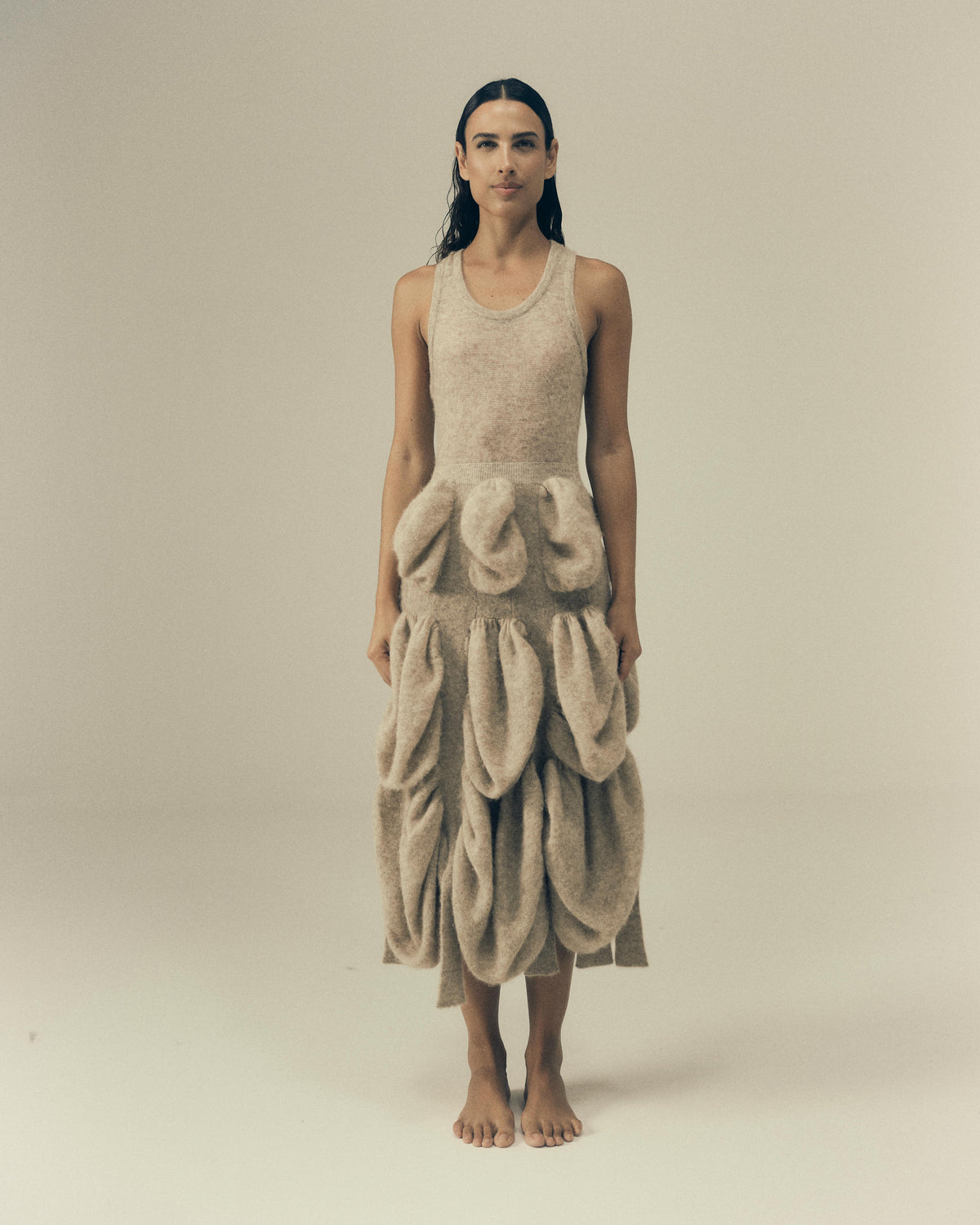 Aitana Dress in Cloud, front view — Pampa the Brand