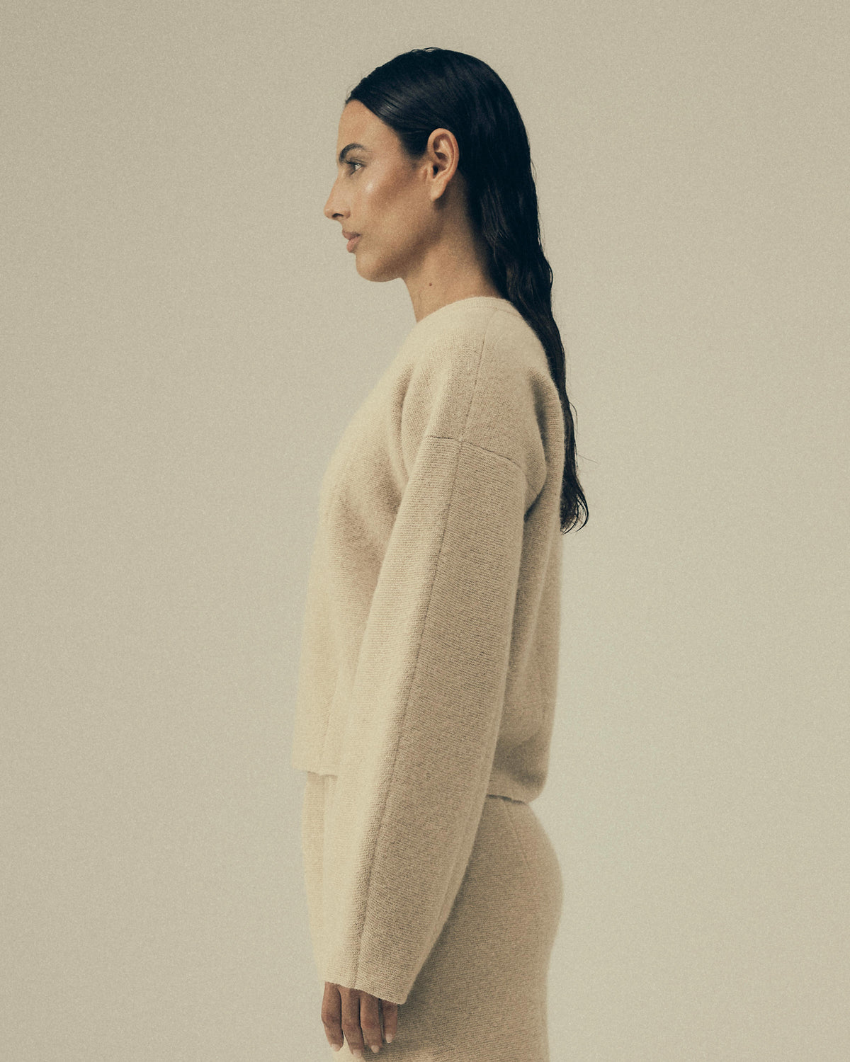 Misty Sweater in Light sand, side view — Pampa the Brand