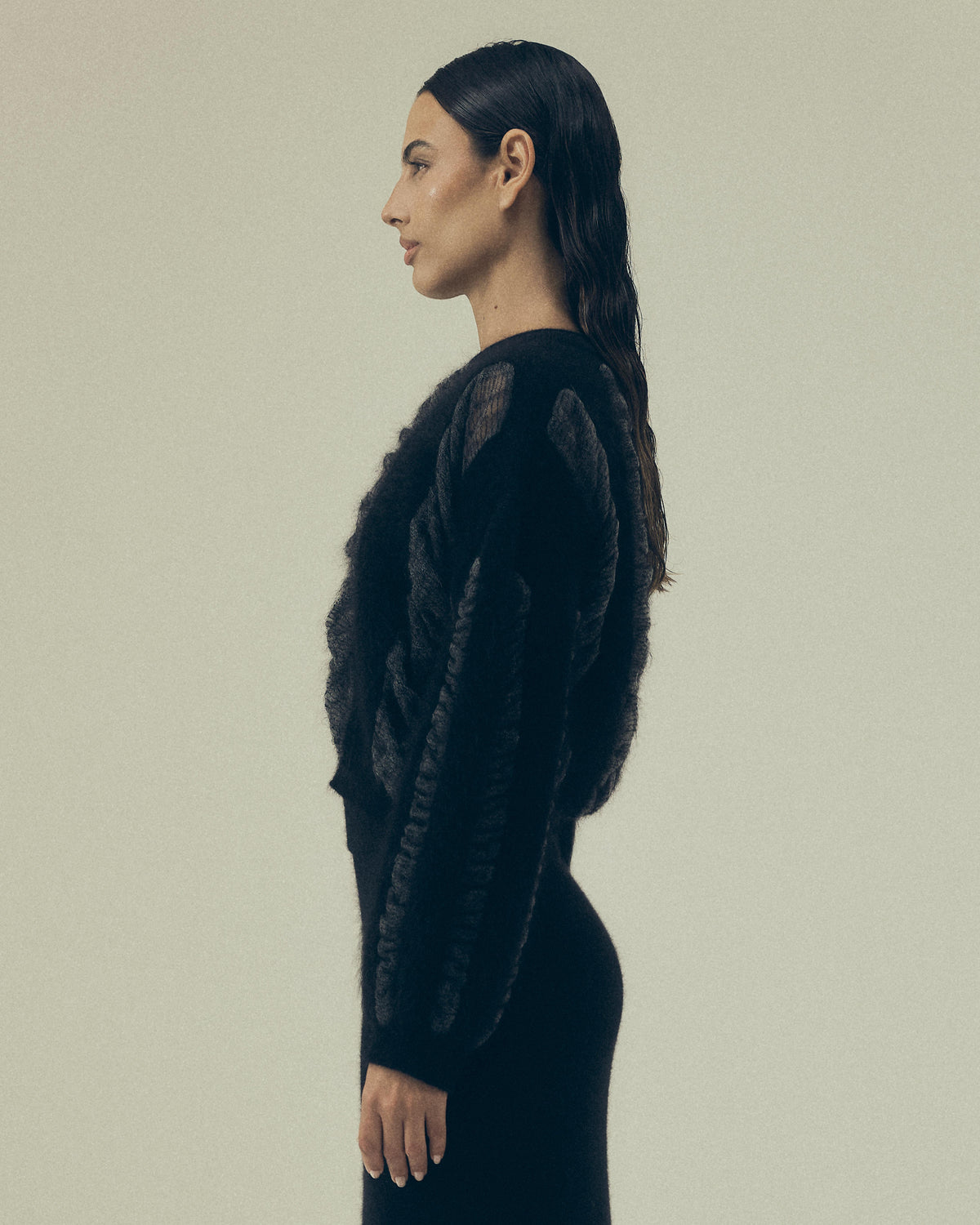 Gaia Sweater in Black, side view — Pampa the Brand