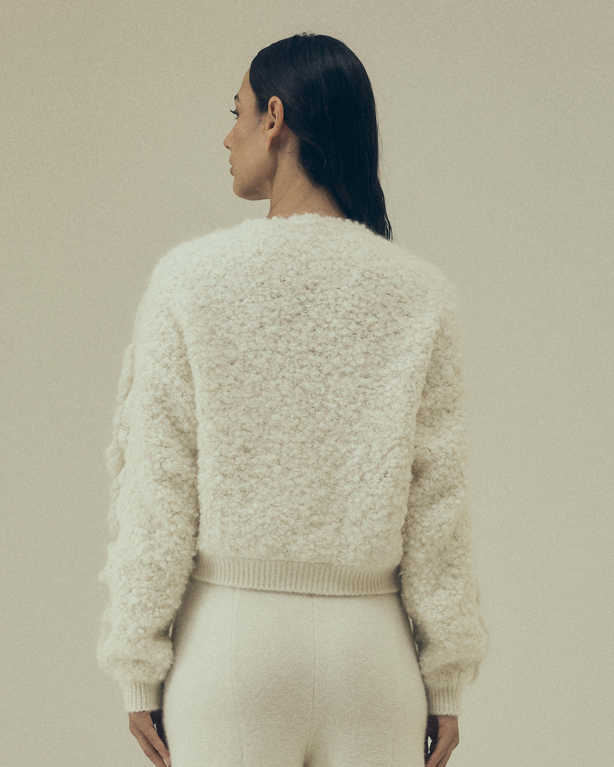 Surya Cardigan in Cloud, back view — Pampa the Brand