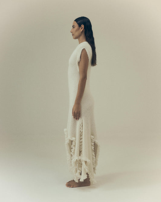 Florence Dress in Cloud, side view — Pampa the Brand