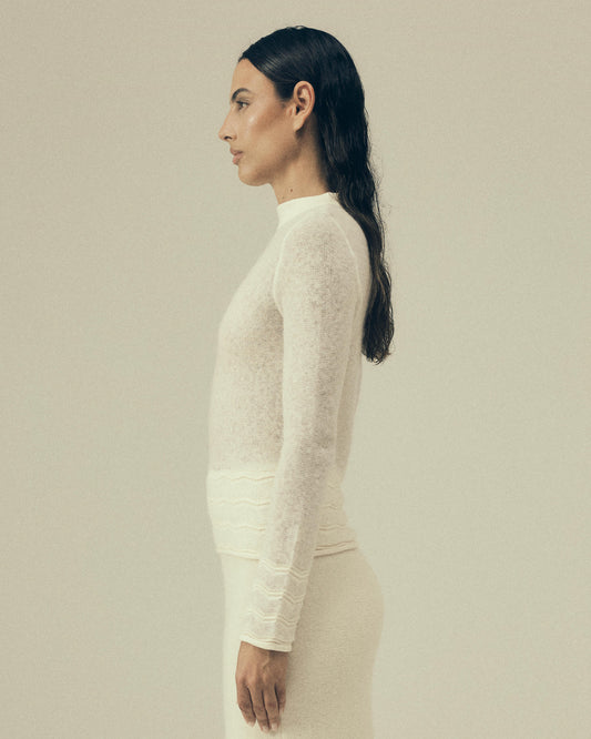 Georgina Sweater in Cloud, side view — Pampa the Brand